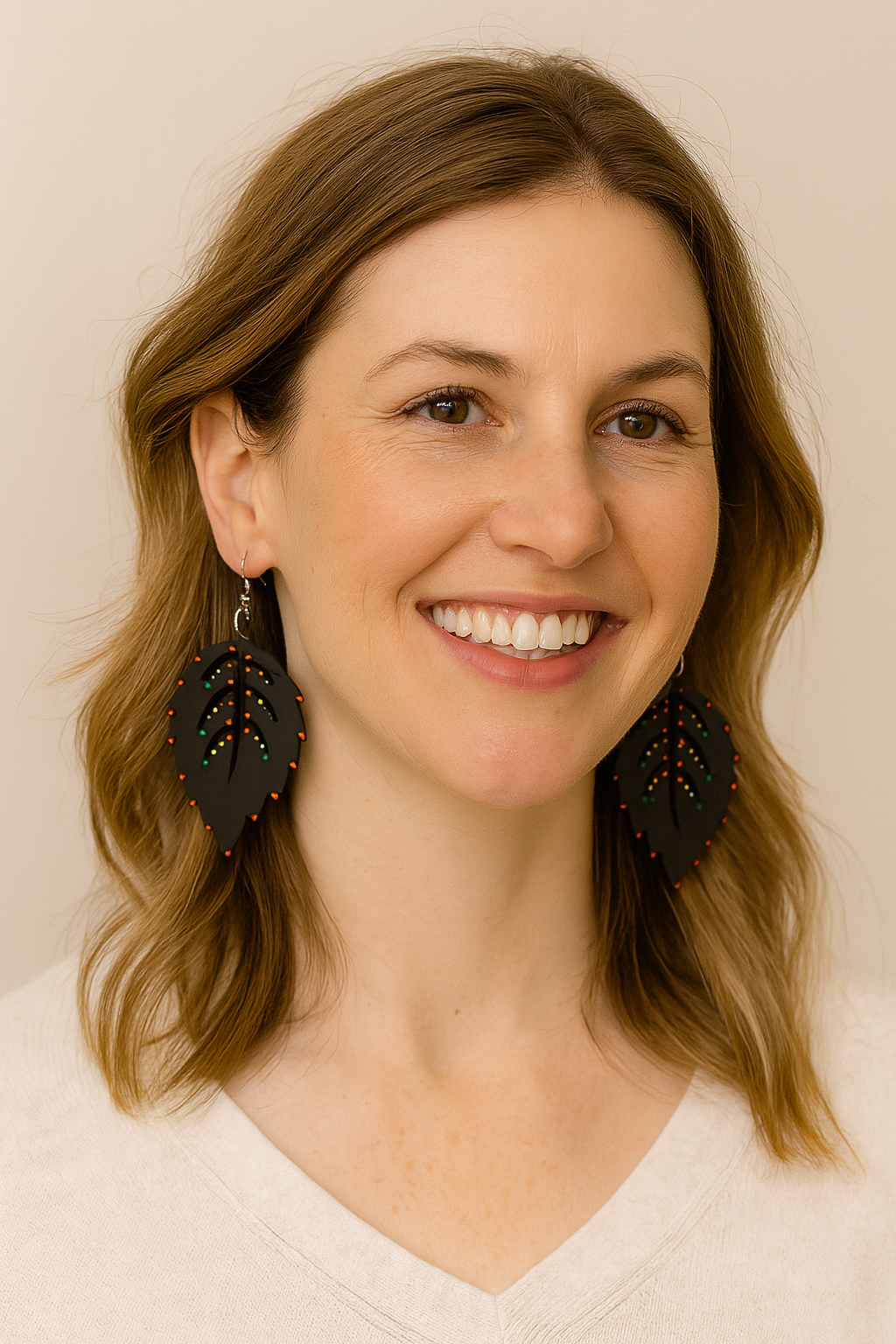 Issachar Leaf Wood Earrings – Tribal Collection, Hypoallergenic Silver Hooks