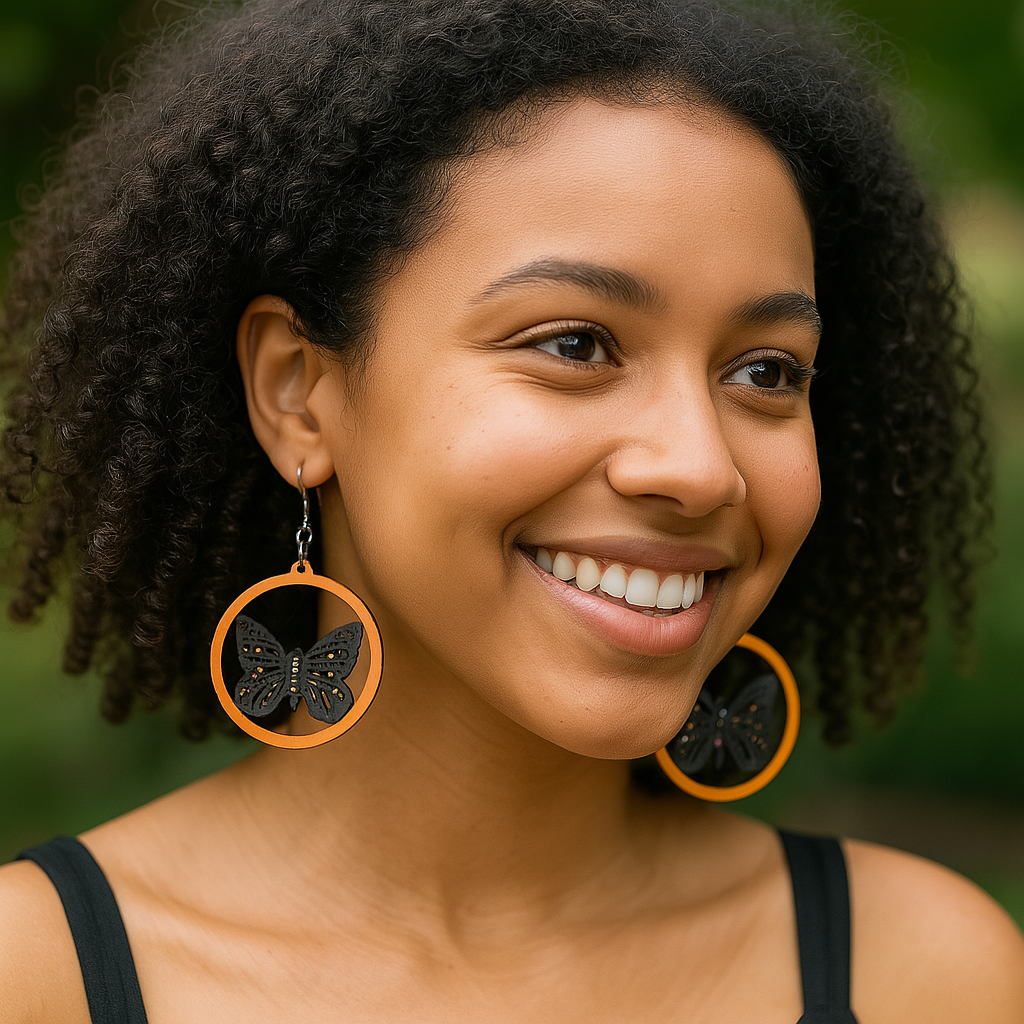 Butterfly Wood Earrings – Hypoallergenic Hooks