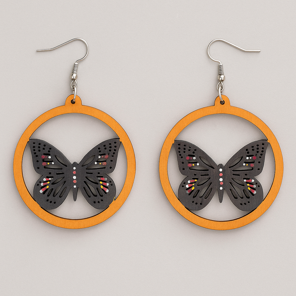 Butterfly Wood Earrings – Hypoallergenic Hooks