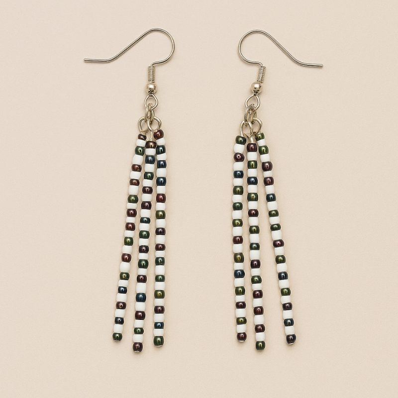 Savvy Beaded Earrings – Purple Ombré & White | Handmade, Lightweight, Hypoallergenic Silver Hooks