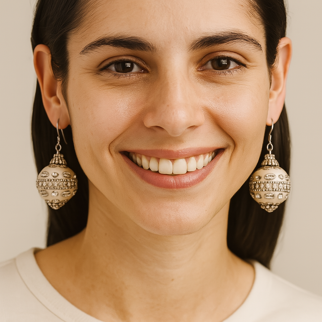 Ivory Crown Earrings – Regal Sphere from the Royale Drop Collection