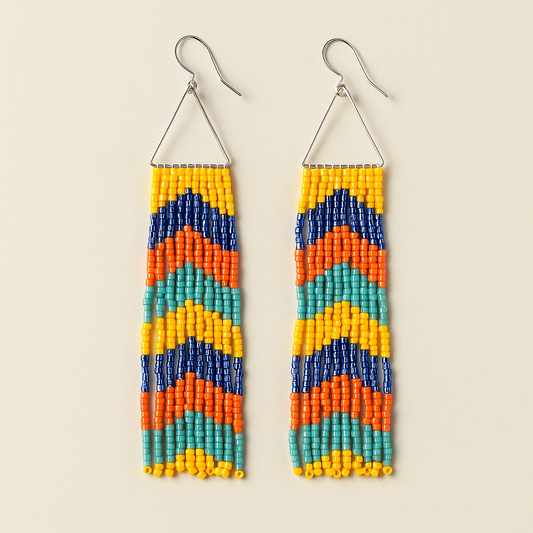 Vibrant Chevron Fringe Earrings - Multicolor