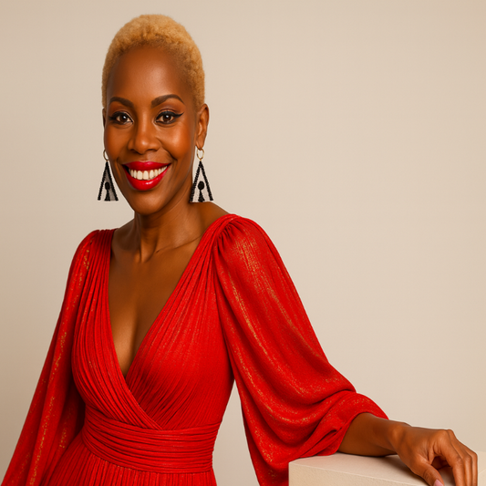 The Access Triangle Earrings – Black & White Beaded Statement