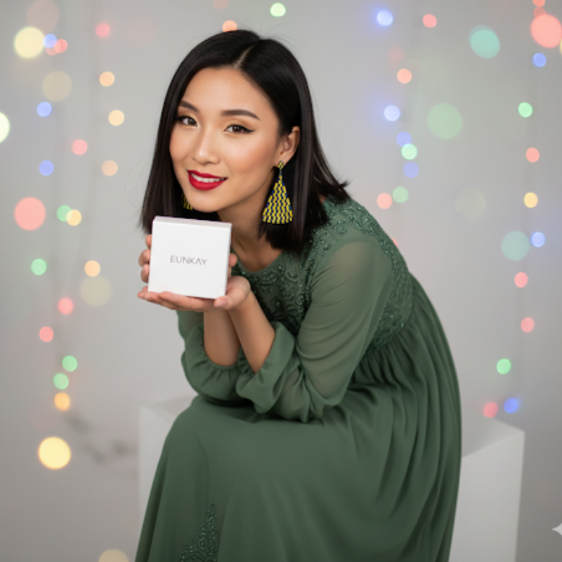 Cascade Triangle Earrings – Yellow & Deep Blue Beaded Statement